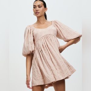 Mon Renn Lola Pink Plaid Babydoll Mini Dress